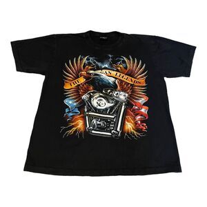 Vintage USA American‎ Legend Eagle T-Shirt XL Motorcycle Double-Sided AOP Black